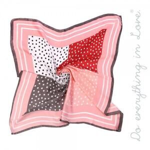 Silky Polka Dot Patchwork Bandana Scarf Pink